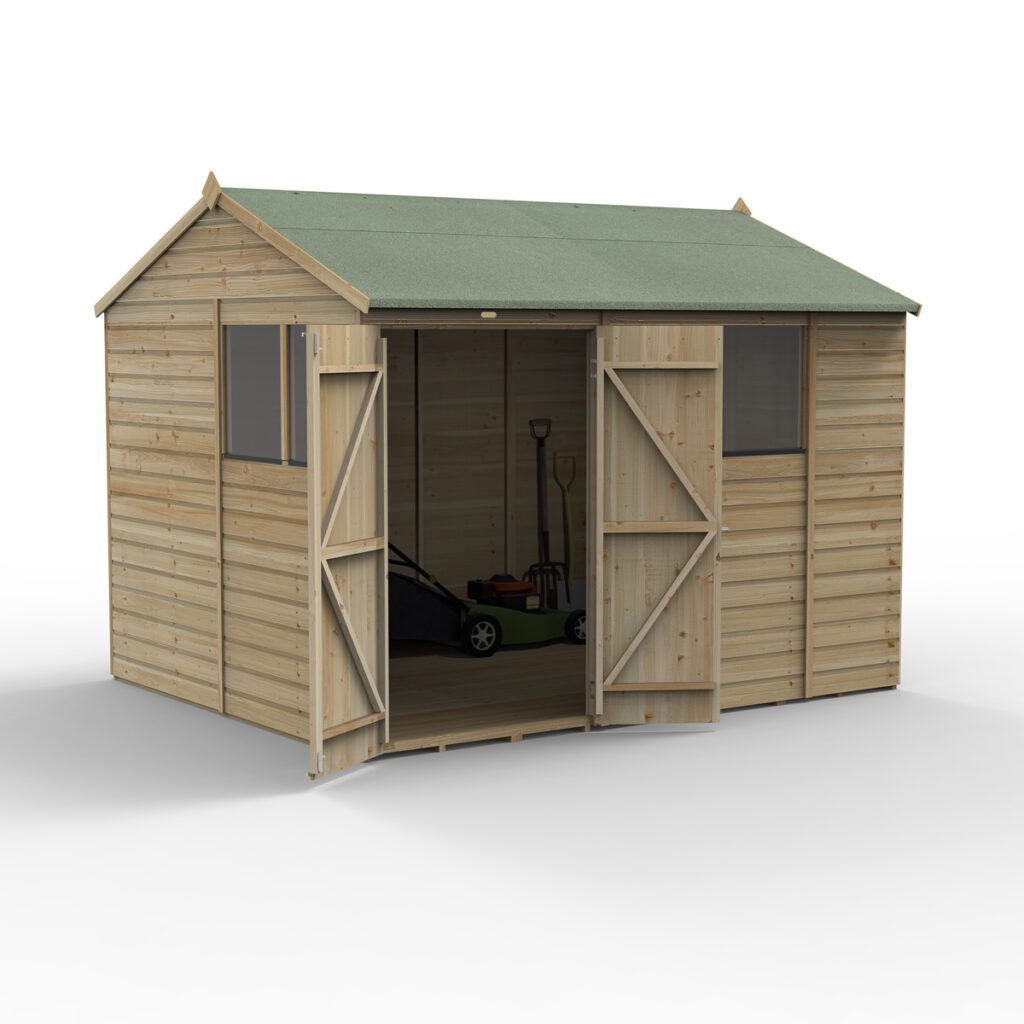 Beckwood 10×8 Reverse Apex Shed – 4 Windows – Double Door with Installation 5013053198148 2